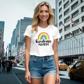 NEWKA Be Kind Shirt for Women Kindness Matters T-Shirt Rainbow Heart Tee Tops