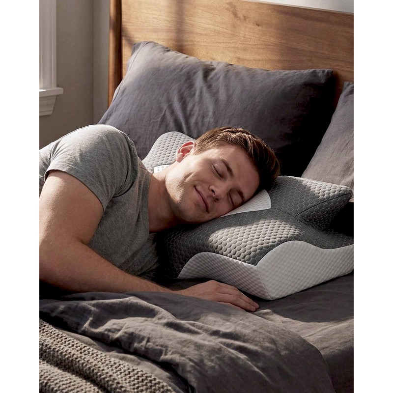 Elviros Cervical Memory Foam Pillowcase(Grey)