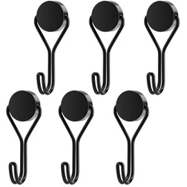 MejaRizon 6 Stück Magnethaken, 12KG Magnethaken Extra Stark, 20mm Neodym Magnete mit Haken, Magnetische Haken Geeignet für Küche, Gadgets, Schließfächer, Kühlschränke, Grillständer