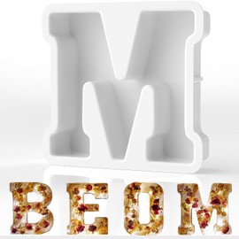 Resin Mold, Large Letter A 3D Silicone Molds for Epoxy Resin Casting, Alphabet Moldes De Silicona para Resina for Art, Soap, Clay Crafts, Home Party Decorations, Jewelry (White, M)