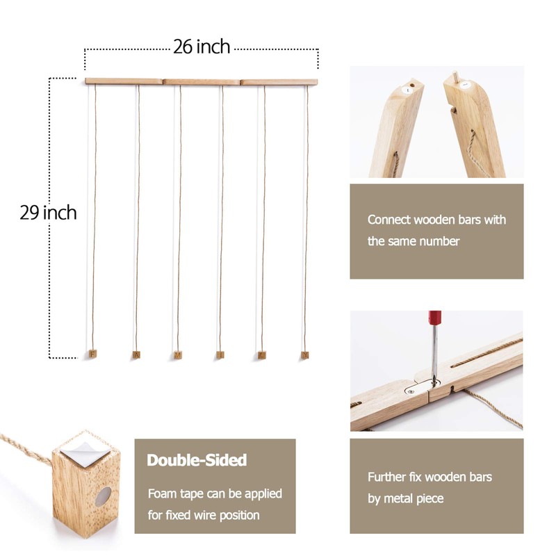 Love-Kankei Wooden Collage Picture Frame with 30 Small Wooden Clips