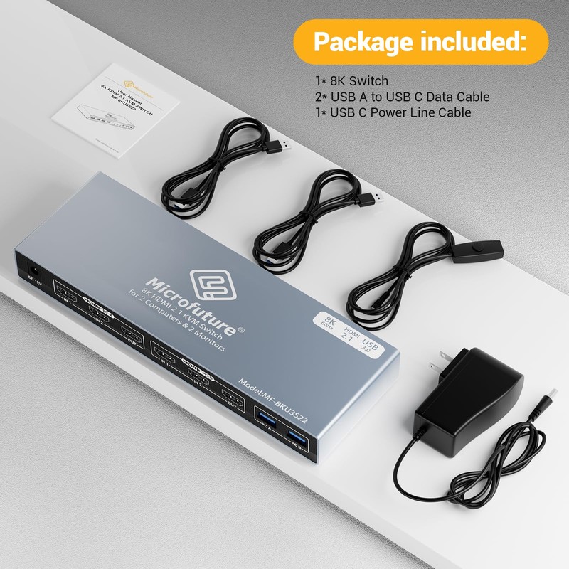 8K@60Hz 4K@120Hz HDMI KVM Switch | w/Extension Button Module |