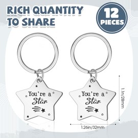 Namalu 12 Pcs School Leaver Star Keyrings Class of 2025 End of Term Star Keychains Stainless Steel Inspirational Words Engraved Keyring Motivational Thank You Gift from Teacher to Pupil(Classic)