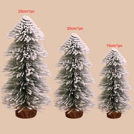 (15/20/25 cm) 3 Pieces Mini Christmas Tree Artificial Christmas Tree Table Christmas Tree Small Miniature Fir Tree with Snow Effect Green Christmas Decoration Christmas Table Decoration for DIY Crafts