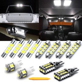 Xotic Tech 12x White LED Interior Dome Map Vanity Mirror Light + License Plate+ Trunk Cargo Backup Reverse Light (Canbus) Bulbs Pkg + Install Tool Compatible with GMC Sierra 1500 2007-2013