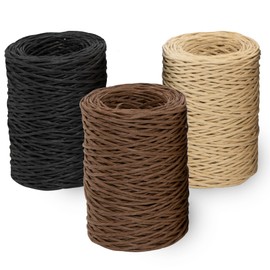 ECENCE 3 x Flower Binding Wire Set, Paper Wire, Craft Wire for DIY, Decorative Wire for Gift Packaging, Flower Arrangement, Black, Dark Brown, Beige, 80 m / 87.5 yd