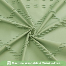 Craidlela Boho Sage Green Woven Fabric Shower Curtain with Tassel 72 x 72 Bohemia Tufted Chevron Striped Chic Textured, Green Modern Farmhouse Minimalist Waterproof Curtains for Bathroom, Hotel Decor