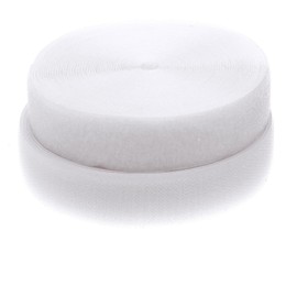 TUKA 82 Feet x 50mm Hook and Loop Sew On Tape, 25 Meter (25m Hook and 25m Loop), Width 50 mm, Back Side Not Adhesiv, Sew on Hook & Loop Tape, TKB5030 White