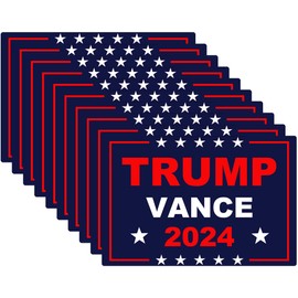 FEUENS 10 Pack Trump Vance 2024 Stickers Reflective Vinyl Sticker Laptop Decal Car Bumper Window Waterproof Sticker, Blue, TP-01