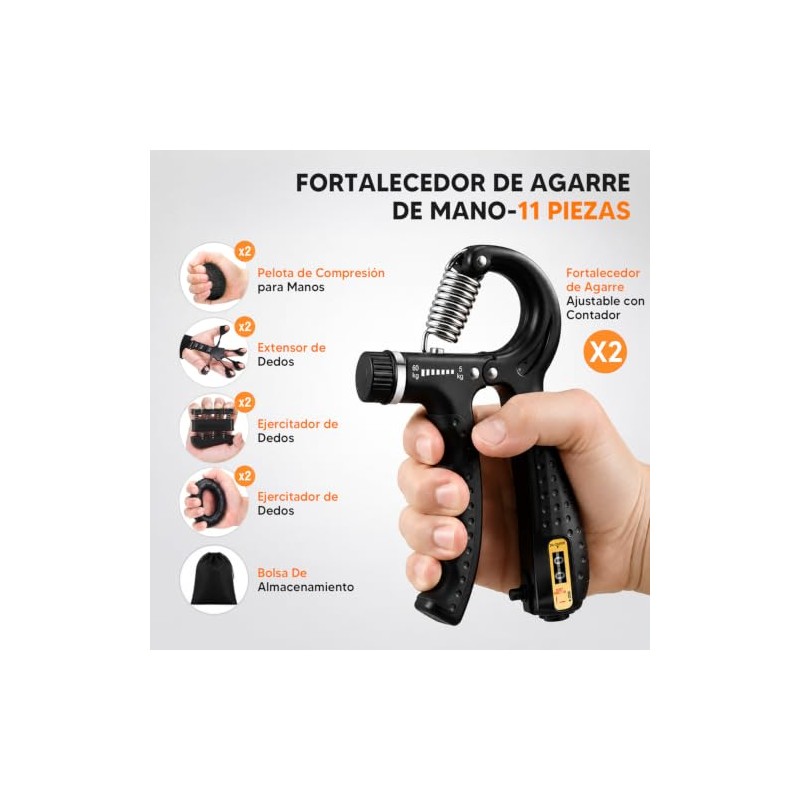 RAMSPIT 11 Piezas Ejercitador De Mano, Antebrazo y Dedos Con