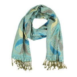 PASKMLNA - Chal reversible de cachemira, colores elegantes, A18-16 Aqua-Beige, L