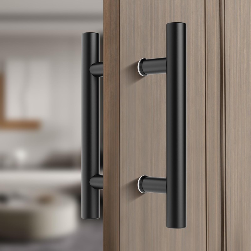 Ranbo 12 Inch Double Sided Barn Door Handle, H-Shaped Shower