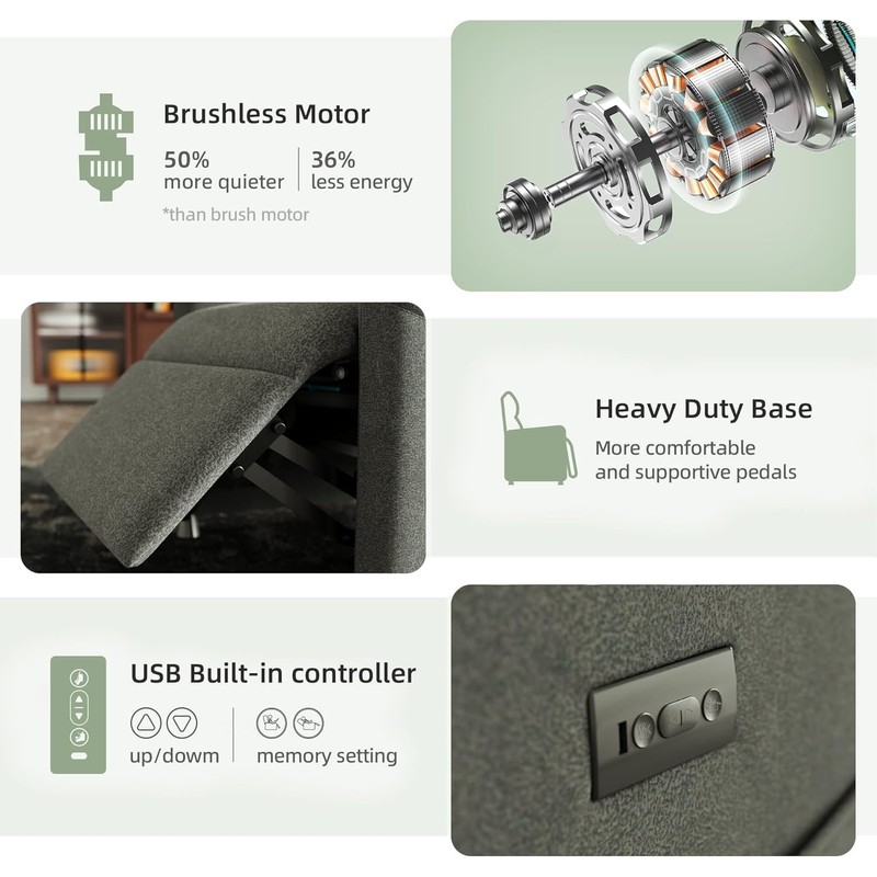 Electric Recliner Chairs for Adults, Brown Leather Recliner Chair for