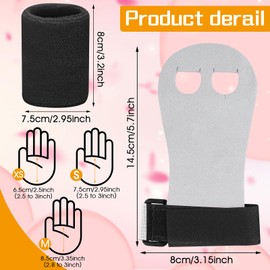Abeillo 2 Gymnastics Grips Wristbands Sets for Girls Youth Kids, Black Gymnastic Hand Grips Gymnastic Bar Palm Protection and Wrist Support Sports Accessories for Kids Workout and Exercise (Medium)