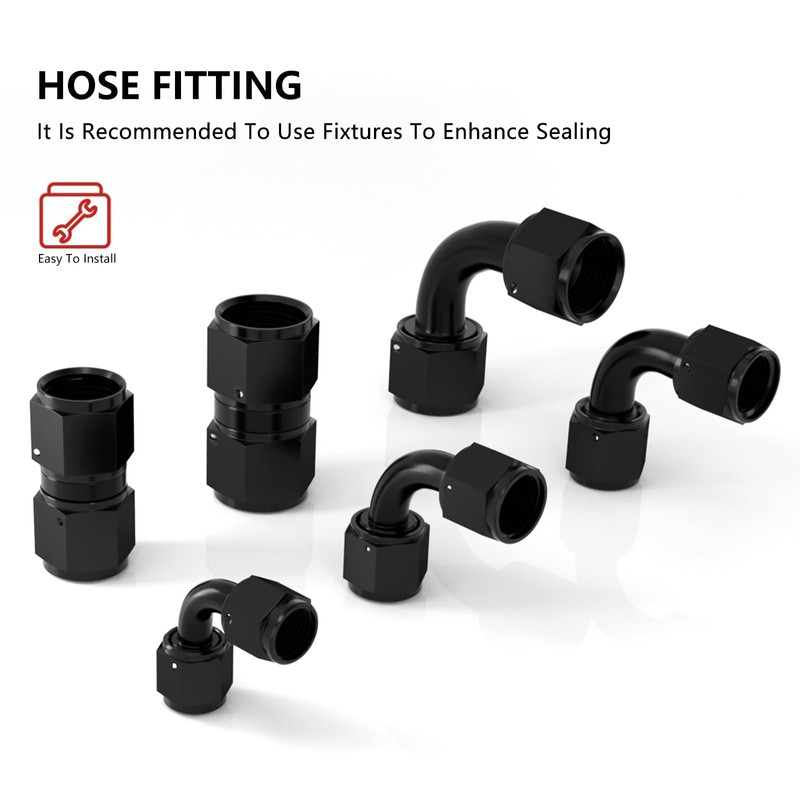 APIELE 12AN Female to AN12 Female Black Aluminum Straight Swivel