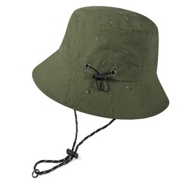 Voqeen Sun Hat Fishing Hat Women Men Outdoor Foldable Fishing Hat Sun Protection Waterproof UPF 50+ Unisex Summer Hat Hiking Hat Rain Hat 54-62 cm, Army Green, Unit size