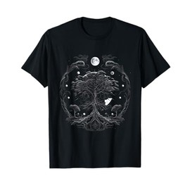 Geometric Triangle Tree Life Yin Yang Moon Phase Yggdrasil T-Shirt