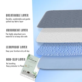 RIQINXIN Waterproof Cushion Nursing Bedwetting Waterproof Sheets for Nursing Areas, 2 Sheets, Waterproof, Breathable, Elderly, Unisex, 21.3 x 22.0 inches (54 x 56 cm), Gray