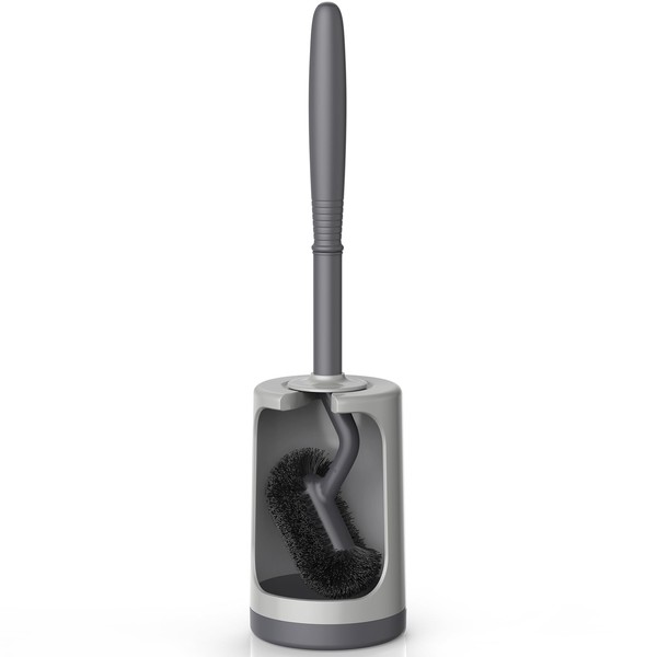 HAMITOR Toilet Bowl Brush Holder Set: Curved Design Toilet Cleaner