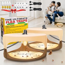 Flea Trap,Sticky Dome Bed Bug Traps, Indoor Pest Control Trapper Insect Killer with 2 Glue Discs and Light Bulbs, Fleas Killer Trap Pad Flea Dome Traps for Home Indoor