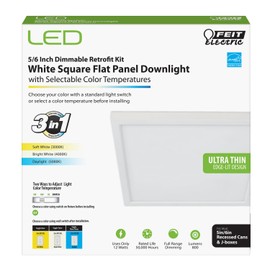 Feit Electric 74208 LED Square Flat Panel Downlight, Dimmable, Ultra Thin and Edge-Lit Design, Color Selectable Ceiling Flush Mount Light, Fit 5"/6" Recessed Can Light Fixture, 50,000-Hour Lifetime