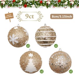 SVNVIOZ Christmas Ball Ornament, Scandinavian Style, Set of 9, Christmas Tree Decoration, Luxurious, Various Types, Stylish Decoration