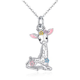 TANGPOET Giraffe Necklace Gifts for Women Young 925 Sterling Silver Jewelry for Giraffes Lover Valentines Mothers Day Birthday Christmas
