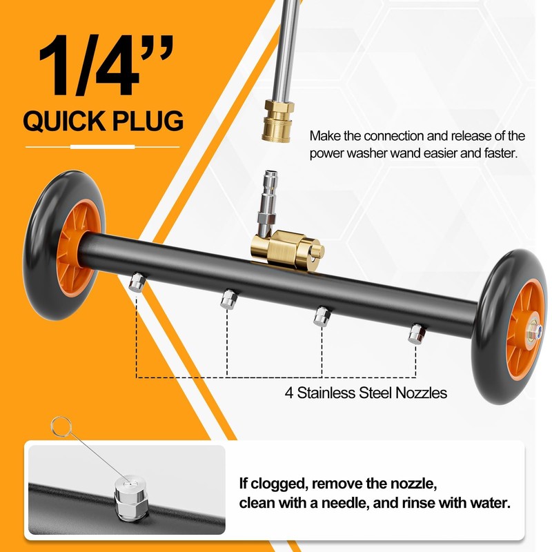 SPECILITE 16 Inch Undercarriage Pressure Washer Attachment for Cold &