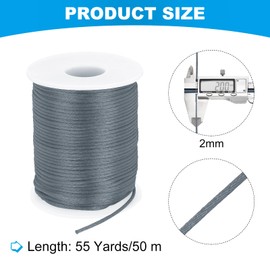 sourcing map Nylon String Cord 2mm x 55 Yards Macrame Rope Braided Thread Twine String Smooth Beading Cord for Jewelry Making Supplies, DIY Craft, Dark Grey