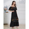 Women Mexican Dress Off Shoulder Floral Embroidered Long Maxi Dress