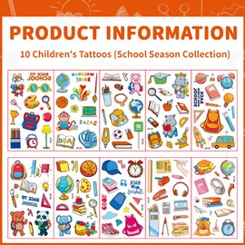 KIRZAX 10 Blätt Temporäre Tattoos Kinder,Tattoo Kinder Mädchen Jungen,Tattoo Aufkleber Kindertattoos Tattoo Sticker,Hautfreundliche Tattoo Set,Schultüte Füllung Mitgebsel Kindergeburtstag