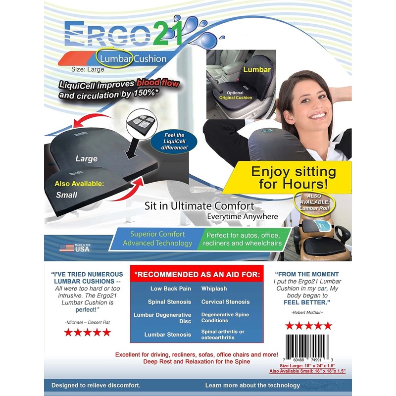 ERGO21 Lumbar Support Pillow for Office Chair, Car, Driving Seat,
