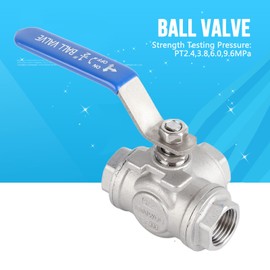 3 Way Ball Valve 304 Stainless Steel T Type Valve Female Thread Valve with Handle for Water Oil Gas