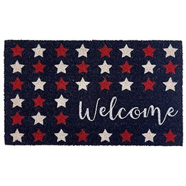 Briarwood Lane American Welcome Natural Fiber Coir Doormat Patriotic Stars Outdoor 30" x 18"