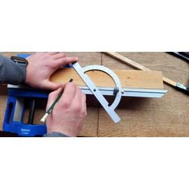 WRS Precision Protractor with Adjustable Rail, 10-170°, Rust-Proof, Matt Chrome, with Metal Locking Screw, in Case, Size: 100 x 150 mm