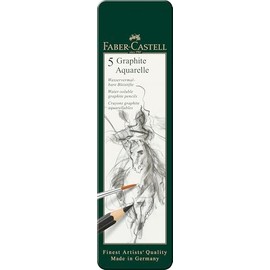 Faber-Castell Lápices de Grafito Acuarelables con 5 Lápices de Diferentes Graduaciones (HB, 2B, 4B, 6B, 8B), diseñados para ofrecer una amplia gama de