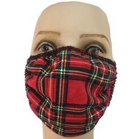 Adult Family Stretchy Washable 2 Ply Comfy Ear Loop Multi Purpose Face Mouth Cover Small Child (4-8 years) Xmas Plaid