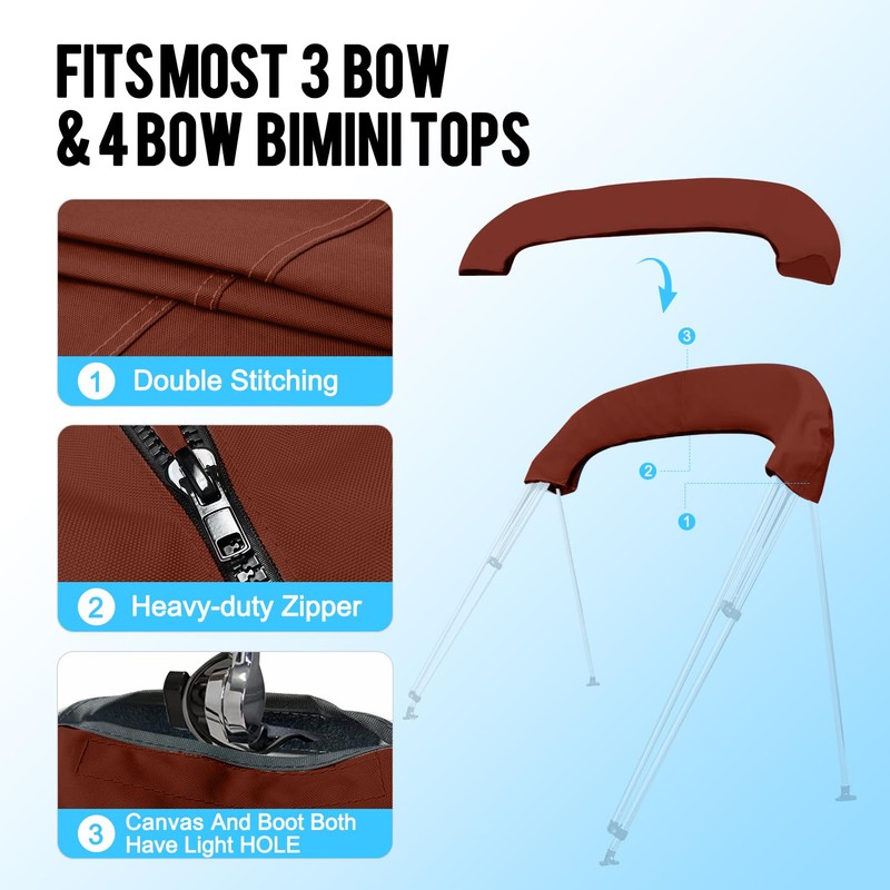 Caminor Bimini Top Storage Boot Cover with Light Hole, 3