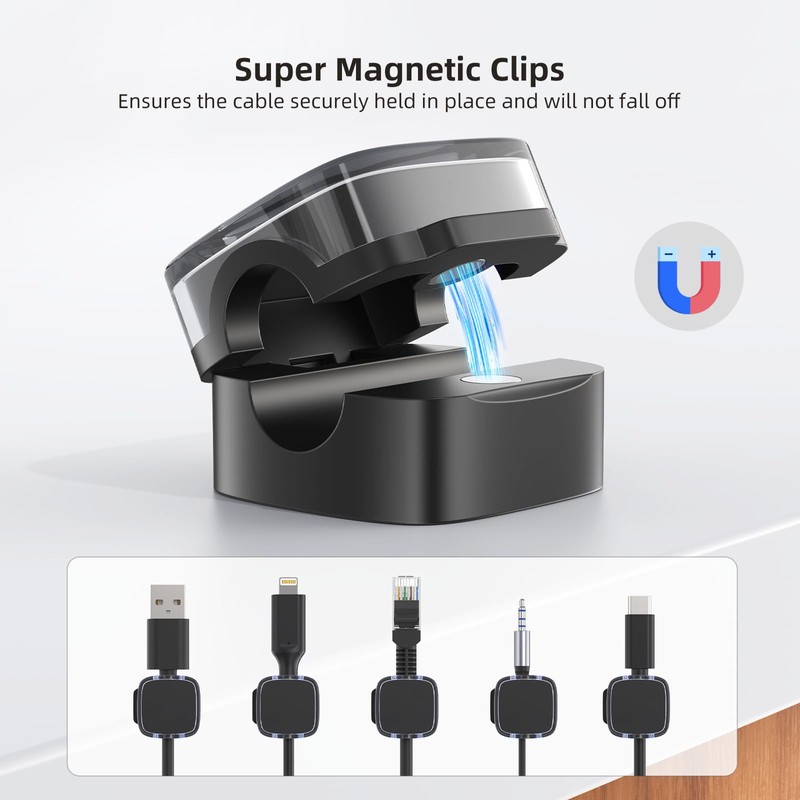 Magnetic Cord Clips, 6 Pack Cord Organizer Holder for Desk