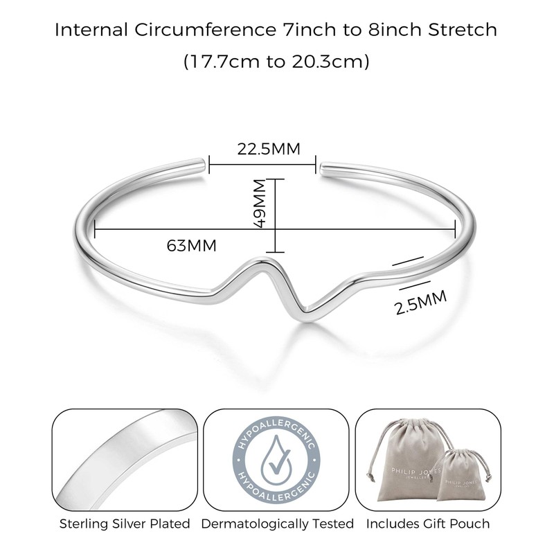 Philip Jones Silver Plated Wave Cuff Bangle