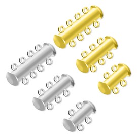 HAIKING Layered Jewelry Clasps, 6 PCS Golden & Silver Magnetic Necklaces Bracelet Connectors (3 Sizes)