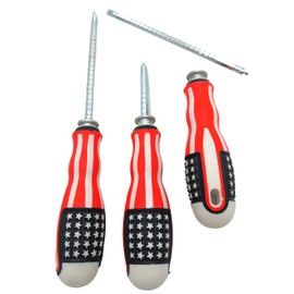 Screwdriver (3 PCS) 2 in 1 Adjustable Length, Reversible Dual End American Flag Screwdrivers Sets, Tip Slotted, Tip Phillips Standard Length, 6mm Magnetic Tip, Short Drivers, Industrial Strength (3)