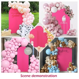 Wedding Arch Backdrop Cover Spandex Fitted Wedding Arch Stand Covers Round Top Chiara Backdrop Cover for Birthday Party Ceremony Banquet Decoration (Rose red, 6FT)