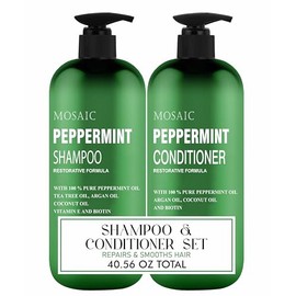 Juego de champú y acondicionador de aceite de menta para el crecimiento y engrosamiento del cabello, para tratamientos de adelgazamiento del cabello y