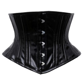 Women's Underbust Waist Training Steel Boned Corsets Heavy Duty Womens Corsets (US, Alpha, X-Large, Regular, Regular, Corset 04 - PVC Black)