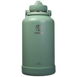 Takeya Actives - Botella de agua de acero inoxidable aislada al aspiradora de 64 onzas con tapa de popote, calidad premium, pepino