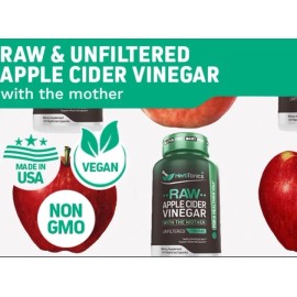 Herbtonics Apple Cider Vinegar Capsules with Mother | Detox & Digestive Health, Ex 3/2027