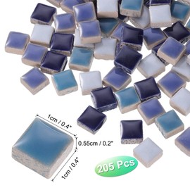 sourcing map 205pcs Ceramic Mosaic Tiles, Bulk Stained Ceramic Mosaic Tiles Square Mosaic Kits for DIY Art Crafts, Handmade Art Craft Projects for Home Decor(200g, Mixed Blue)