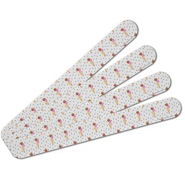 Ice Cream Waffle Cones Double-Sided Nail File Emery Board Set 4 Pack