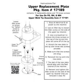 UPPER WELD PLATE #17189 FOR Duro Dyne FG, RH, & MH PINSPOTTER